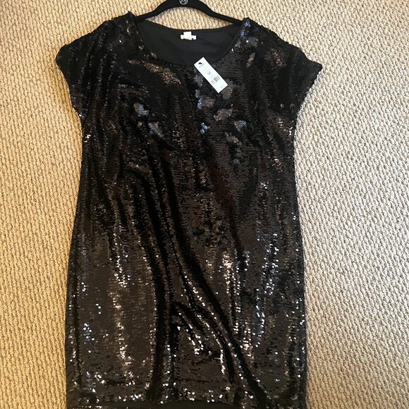 Garage Sequin Dress- Black- Cap Sleeve - Picture 2 of 5